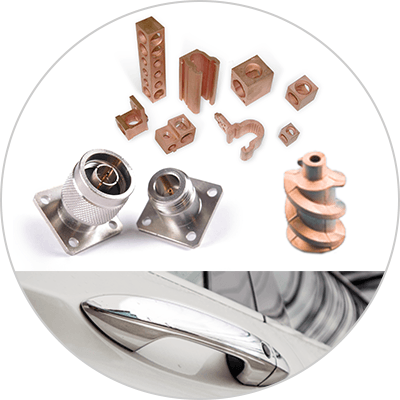 Aluminum parts treated with Uyemura alkaline copper