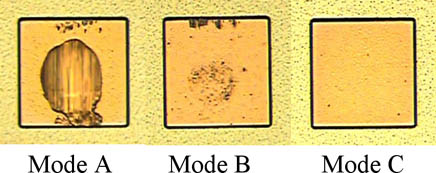 The failure mode of  1st bond shear test results